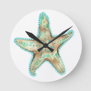 Reloj Redondo Mediano Starfish Acrylic Wall Clock Natural Greens & Brown