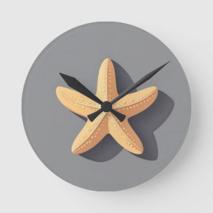 Reloj Redondo Mediano Starfish con fondo gris