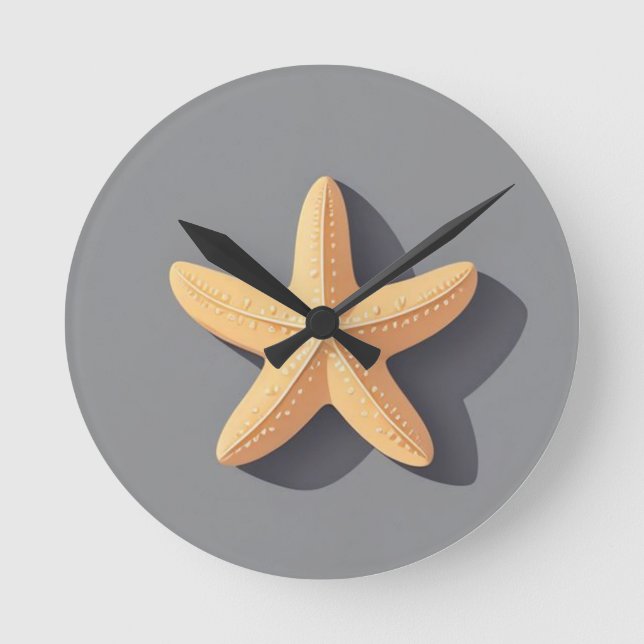 Reloj Redondo Mediano Starfish con fondo gris (Anverso)