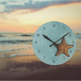 Reloj Redondo Mediano Starfish on the Beach Photo