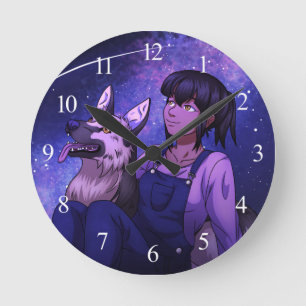 Reloj Redondo Mediano Stargazing with a Dog