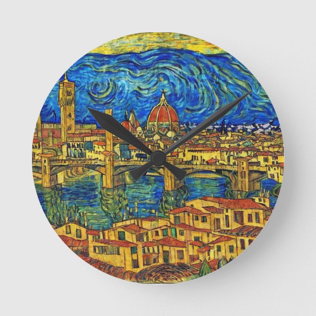 Reloj Redondo Mediano Starry Starry Night Florence Italia (Anverso)