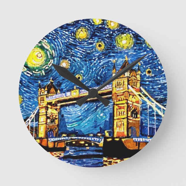 Reloj Redondo Mediano Starry Starry Night Londres Inglaterra (Anverso)