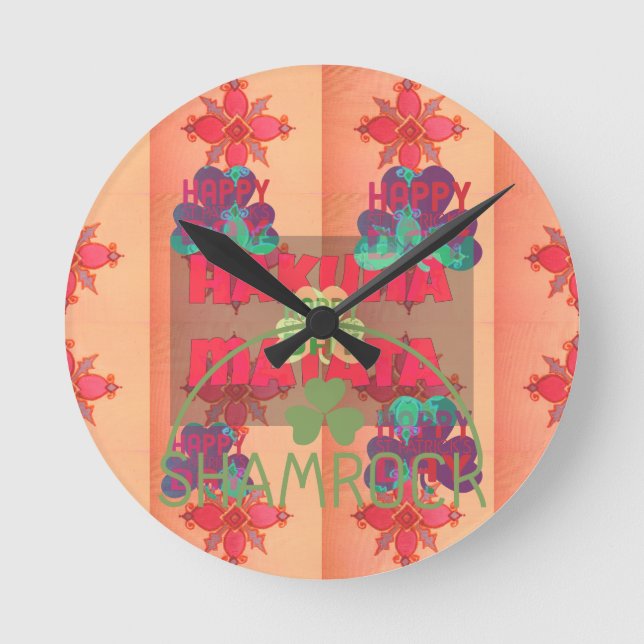 Reloj Redondo Mediano Stay Blessed Happy St Patrick's Day Hakuna Matata (Anverso)