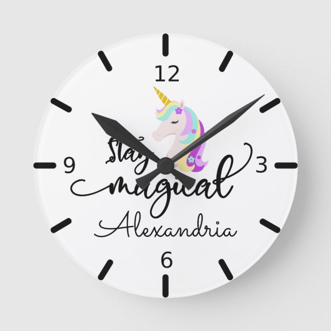 Reloj Redondo Mediano Stay Magic Unicorn (Anverso)