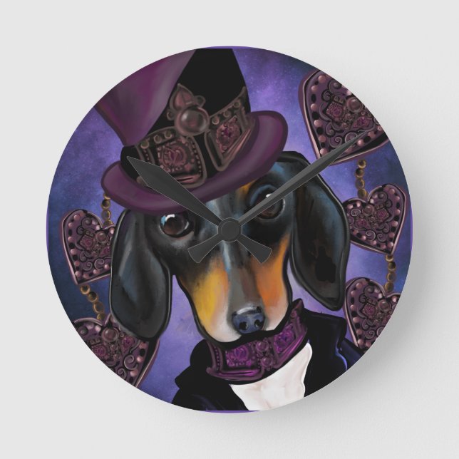RELOJ REDONDO MEDIANO STEAMPUNK DACHSHUND (Anverso)