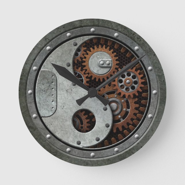 Reloj Redondo Mediano Steampunk Yin Yang (Anverso)