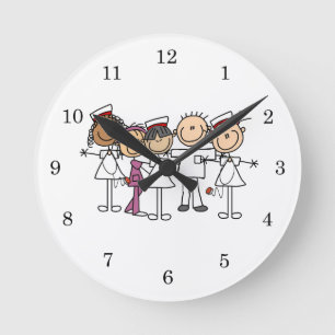 Reloj Redondo Mediano Stick Figure Cowboy Wall Clock - Customized