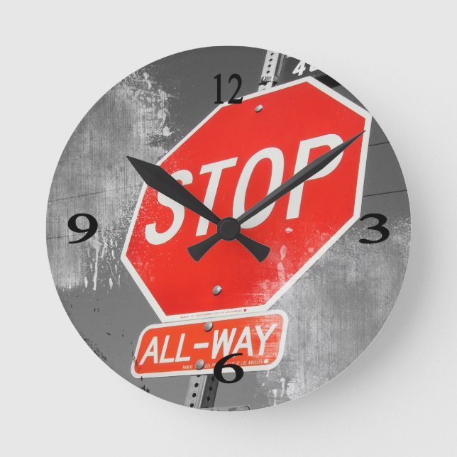 Reloj Redondo Mediano Stop Sign (Anverso)