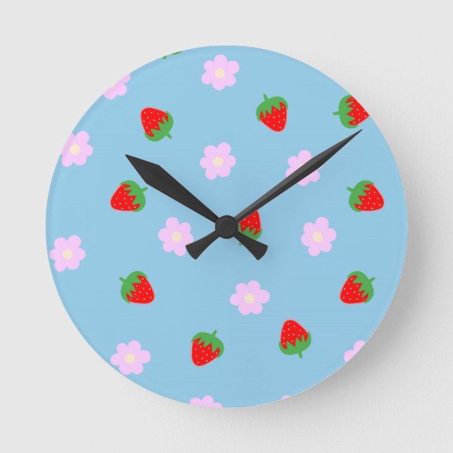 Reloj Redondo Mediano Strawberries & Flowers (Anverso)