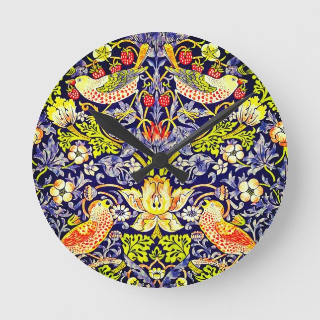 Reloj Redondo Mediano Strawberry Thief Birds William Morris (Anverso)