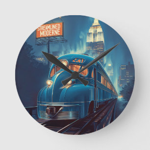 Reloj Redondo Mediano Streamline Moderne Vintage New York Express