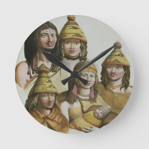 Reloj Redondo Mediano Studies of native Americans (colour litho)