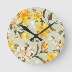 Reloj Redondo Mediano Stylish beautiful bright floral pattern