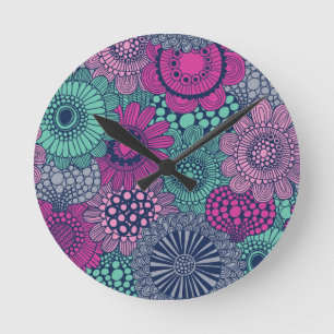 Reloj Redondo Mediano Stylish bright pattern of gorgeous flowers