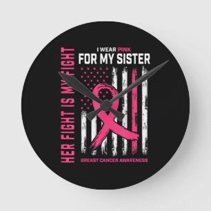 Reloj Redondo Mediano Su lucha es mi lucha Llevo rosa Hermana bandera de