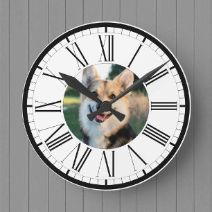 Reloj Redondo Mediano Su mascota Perro o Gato Fotografía en un personali