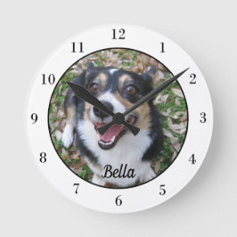 Reloj Redondo Mediano Su Personalizado Dog Photo Cute Mascota Dueño