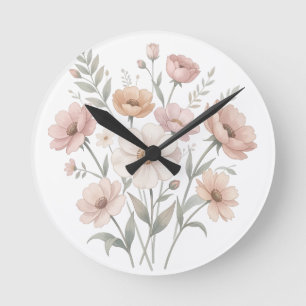 Reloj Redondo Mediano Suave Bouquet de Anémonas Aquarela Suavidad