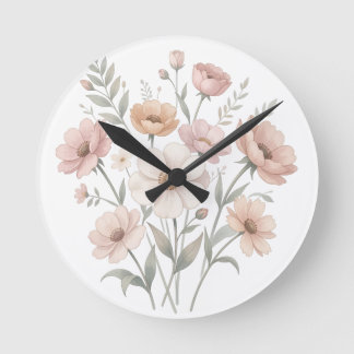 Reloj Redondo Mediano Suave Bouquet de Anémonas Aquarela Suavidad