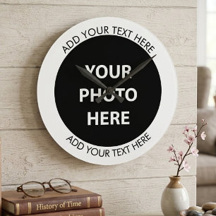 Reloj Redondo Mediano Subir imagen foto y agregar texto – Personalizar