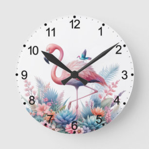 Reloj Redondo Mediano Sublimación de flamenco