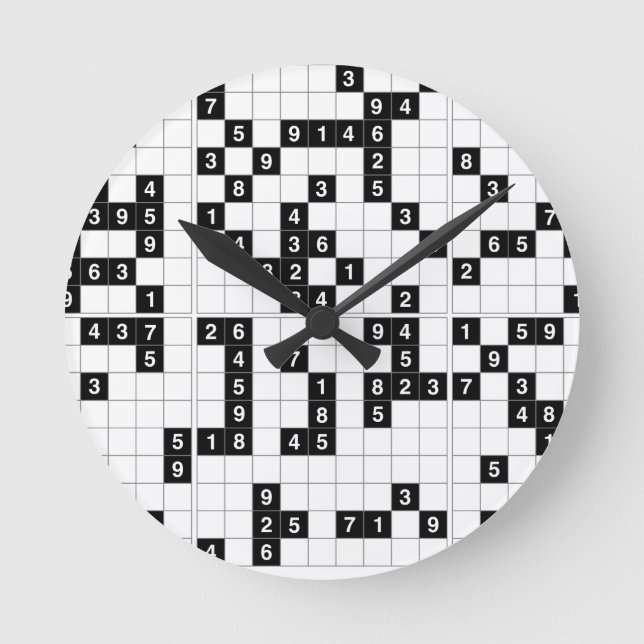 Reloj Redondo Mediano sudoku blanco negro (Anverso)