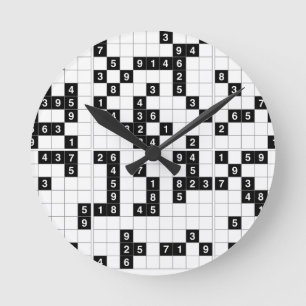 Reloj Redondo Mediano sudoku blanco negro