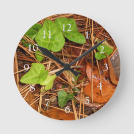 Reloj Redondo Mediano Suelo de bosque natural Ivy Rainy inglés deja el r