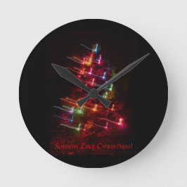 Reloj Redondo Mediano Suena como Navidades (Árbol y notas)