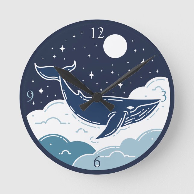 Reloj Redondo Mediano Sueño de ballena azul (Anverso)