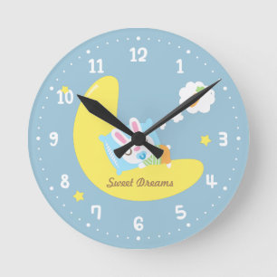 Reloj Redondo Mediano Sueño dulce Dreamland Nursery conejito