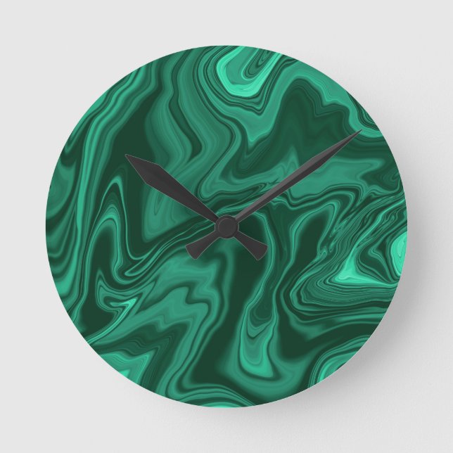 Reloj Redondo Mediano Sueño malaquita líquido #2 #gem #decoración #arte (Anverso)