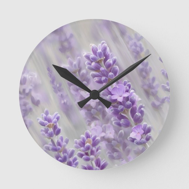 Reloj Redondo Mediano Sueños de lavanda. (Anverso)