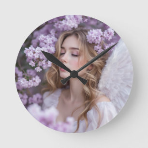 Reloj Redondo Mediano Sueños de Lilac - Ángel de la Primavera Serene