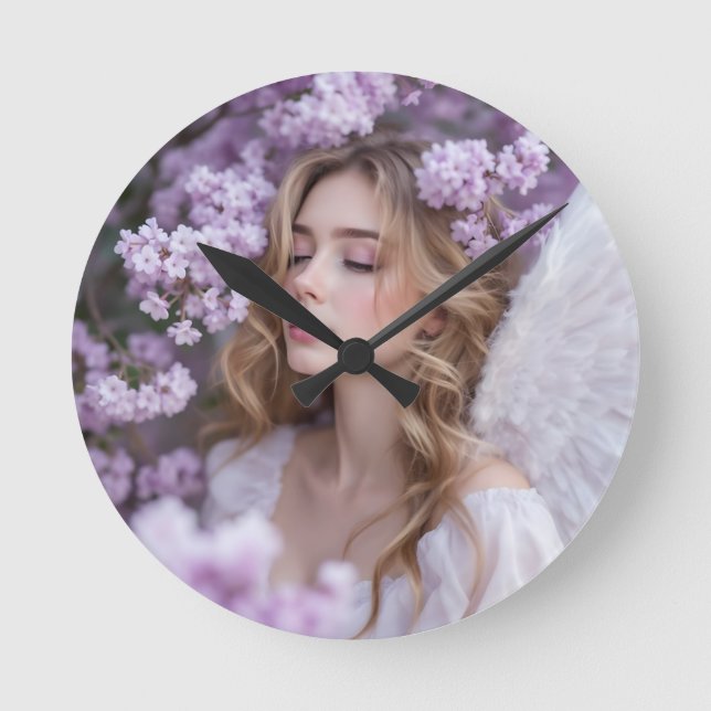 Reloj Redondo Mediano Sueños de Lilac - Ángel de la Primavera Serene (Anverso)