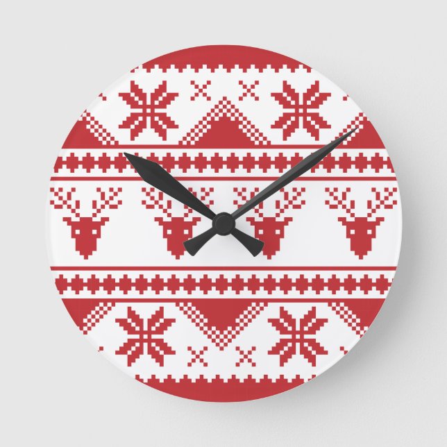 Reloj Redondo Mediano suéter de navidades feos (Anverso)