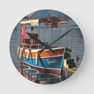 Reloj Redondo Mediano Sultán Taxi Bote Marmaris Arte Náutico
