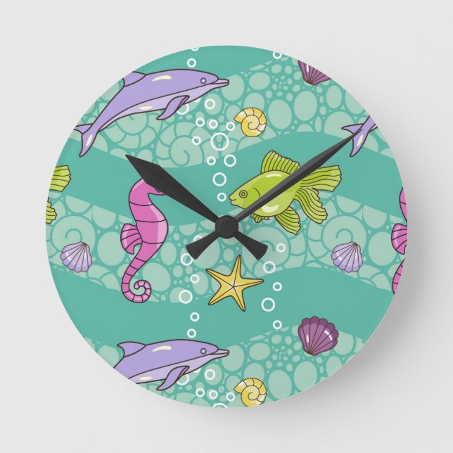 Reloj Redondo Mediano Summer Sea Pattern (Anverso)