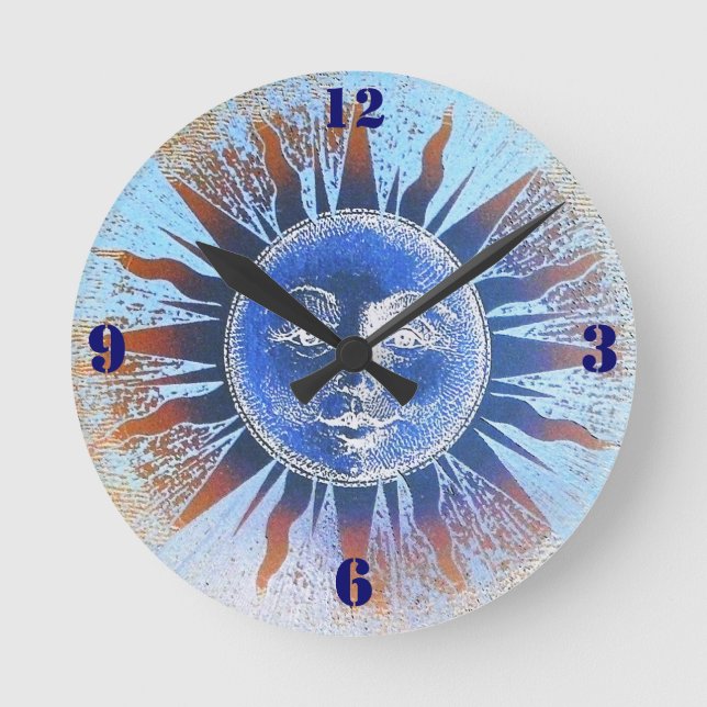 Reloj Redondo Mediano Sun God Sun Face Wall Clock (Anverso)