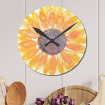 Reloj Redondo Mediano Sunflower<br><div class="desc">Este reloj de paseo floral está decorado con un original girasol amarillo acuarela. Hace un regalo perfecto para el hogar. Acuarela original © Michele Davies.</div>