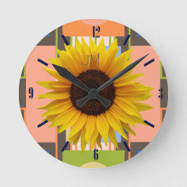 Reloj Redondo Mediano Sunflower, abstract background,custom clocknumbers
