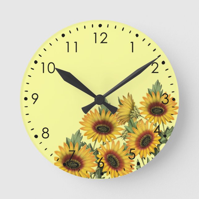 Reloj Redondo Mediano Sunflower amarillo (Anverso)
