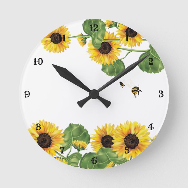 Reloj Redondo Mediano Sunflower Garden Honey Bee (Anverso)