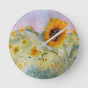 Reloj Redondo Mediano Sunflower Watercolor