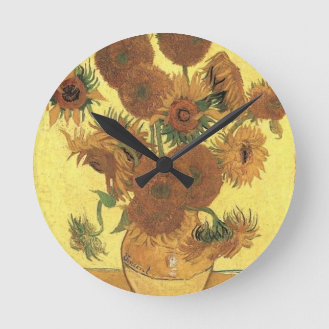 Reloj Redondo Mediano Sunflowers de Van Gogh (Anverso)