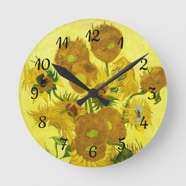 Reloj Redondo Mediano Sunflowers Vincent van Gogh (Anverso)