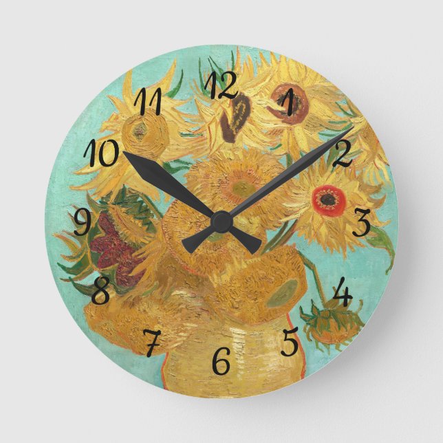 Reloj Redondo Mediano Sunflowers Vincent van Gogh (Anverso)