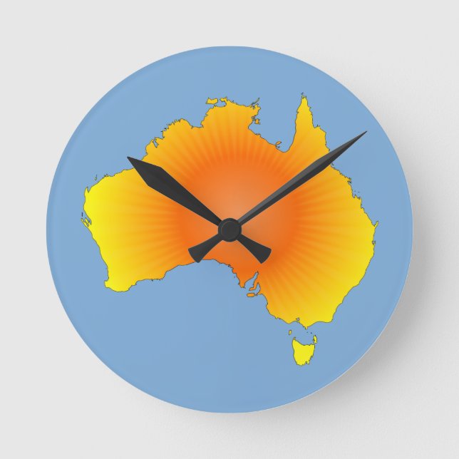 Reloj Redondo Mediano Sunny Australia Map (Anverso)