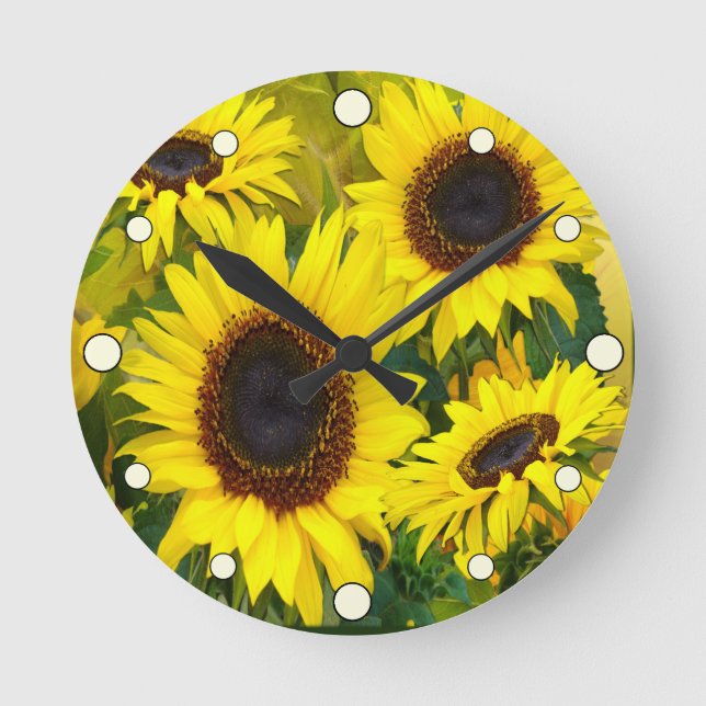 Reloj Redondo Mediano Sunny Sunflowers (Anverso)